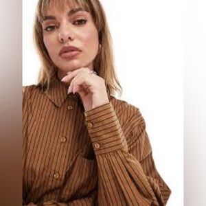VTG | SILK- Valeria Steven’s brown striped blouse | size 12
